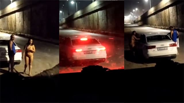 Indian Cheating Wife With – Her Driver on The Road