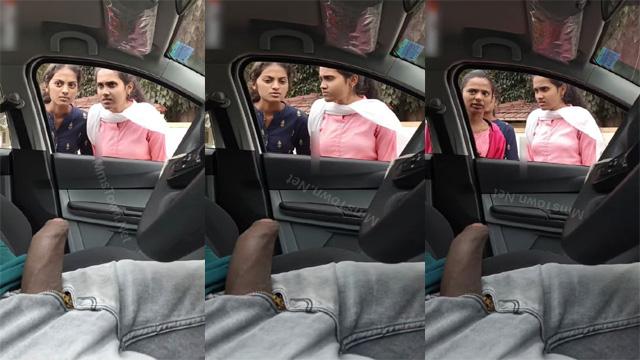 Horny Guy Shows Dick To College Girls Inside Car